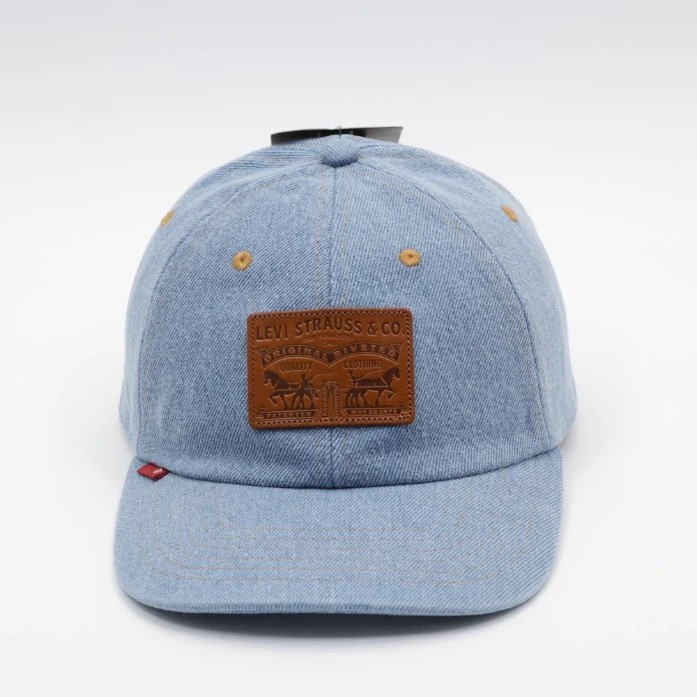 Levi's Men's Relaxed Adjustable Leather Patch Denim Dad Cap Light Blue One Size